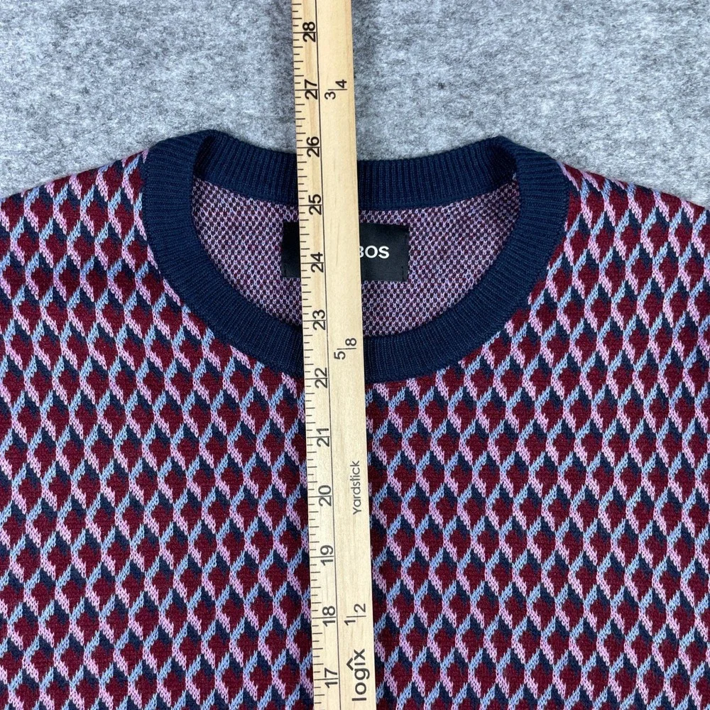 Bonobos Sweater Mens S Blue Wool Blend Slim Fit Geometric Diamond Crewneck